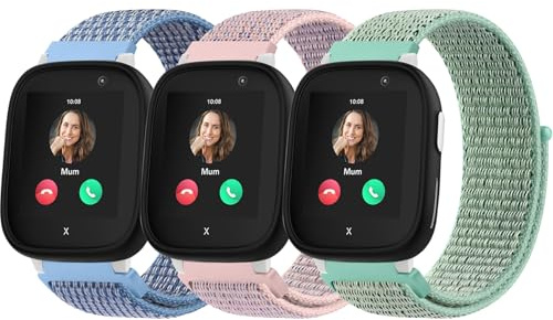 Amzpas 3 Stück Kinder Nylon Armbänder Kompatibel mit Xplora X6 Armband, Kids Smartwatch Mädchen Jungen Weich Verstellbare Ersatzbänder für Xplora X6 Play/Xplora X6 Pro Uhrenarmbänder