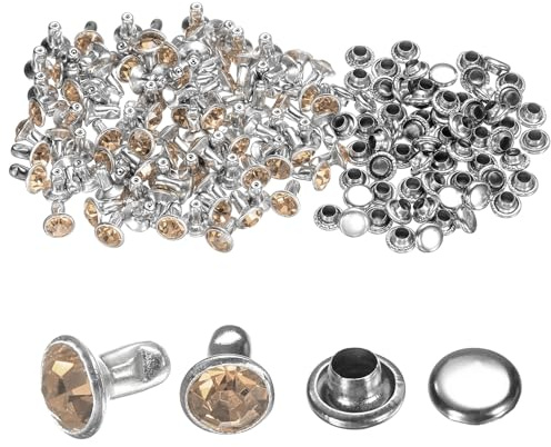 sourcing map 100 rivetti in cristallo da 6 mm, con strass, rivetti rapidi per abbigliamento, artigianato in pelle, tessuto, arte, artigianato, decorazione, artigianato in pelle, fai da te, colore: