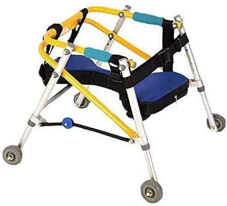 Leichter, zusammenklappbarer Rollator mit vier Rädern, für Kleinkinder, Kinder, Jugendliche mit besonderen Bedürfnissen, Zerebralparese, mit Sitzkissen,S