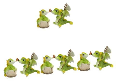 Mipcase 4 Ensembles Statue De Bébé Dragon Nain De Jardin Bordure De Jardin Statue De Grenouille Dragon Résine 2 Pièces * 4
