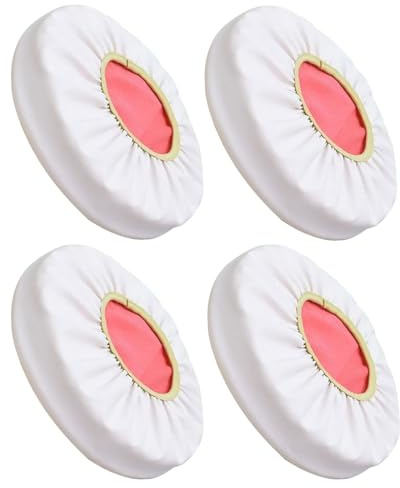 Wasserdicht Hocker-Bezug Rund mit 5CM Schaumstoff Gepolstert Kissen - 4/2 Stück PU-Leder Hocker Hussen für Barhocker Stuhlhussen Sitzkissen Bürostuhl Hocker Abdeckung Sitzkissenbezug(White,35*5(4PCS))