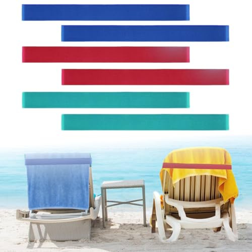 6 Stück Handtuchbänder für Strandliegen, Elastischer Strandkorb-Handtuchgurt, Alternativen zum Strandtuchhalter-Clip, Ultraleicht und Kompakt, Geeignet zum Befestigen von Handtüchern an Strandkörben