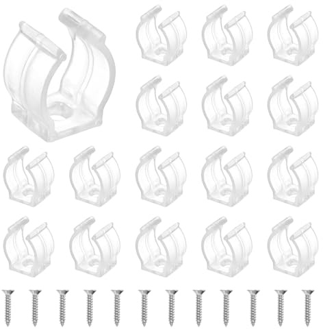 QUARKZMAN Paquete De 18 Soporte En Forma De U T5 Con Tornillos Transparente | Abrazaderas De Tubo De Plástico, Abrazaderas Para Tubos Fluorescentes, Para Bombillas LED Lámpara De Techo