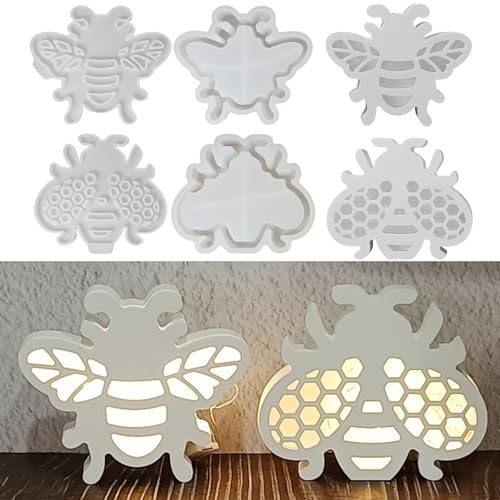 Silikonformen Gießformen Frühling, 4 Stück Bienen Silikonform Frühling Gießformen Silikon Frühling Silikonform Biene Gipsformen zum Gießen Gießform Kerzenhalter Silikon form Einschieber für 3D Handwer
