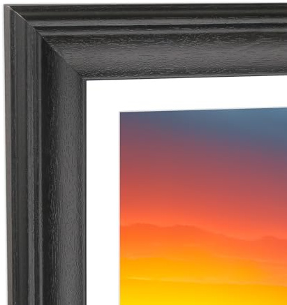 XYFBYSH 18x25 Picture Frame Solid Wood Black, Display 16x23 (With mat) or 18x25 (Without mat) Photos, Poster, Painting,Puzzles (X23B1825W1623)