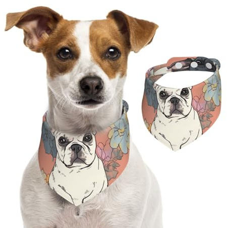 Hundehalstuch, französische Bulldogge, bedruckt, verstellbar, waschbar, doppelseitig, Haustier-Halstuch, Baumwolle, Dreieck-Lätzchen, Hunde-Schals, Katzenschals für Welpen, Kostüm-Zubehör, Größe L