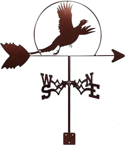Weather Vane,Pheasant Weather Vane Animal Birds Metal Weather Vane Vintage Weathervane Wind Direction Indicator with -Rust Coating for Outdoor Garden Sheds Barns Decor