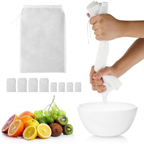 JYNXOR 8 Pcs Sacchetti Per Latte Di Noci, in Nylon, A Maglia Fine, Filtro A Maglia Fine, Con Coulisse, Sacchetto Filtro Per Formaggi Fatti In Casa, Succo Di Frutta E Succo Di Verdura(15*20CM+20*30CM)
