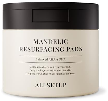 ALLSETUP AHA + PHA Exfoliating Toner Pad, Mandelic Resurfacing - 70 Sheets, Controls Oil, Smooth Skin, Refines Pores, Daily Care for Sensitive Skin