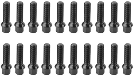 20Pcs M14 X 1.5 Alloy Wheel Nuts Replacement for Mercedes-Benz Viano Vito 17mm Black Hex Alloy Wheel Lug Nuts Bolts Set
