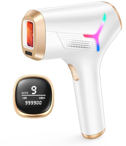 Haarlosy IPL Laser Hair Removal Device for Women and Men Fast Painless Full Body Use and Long Term Reduction, Home Alternative to Salon Lazer Hair Remover with 9 Levels, 999,900 Flash, White Gold