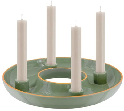 REMEMBER Adventskranzschale Lucia, H 4 cm, Ø 26 cm, Dolomit Keramik – Dekorative Schale für Adventskranz mit 4 Kerzen, modernes Weihnachtsdeko Accessoire für Adventszeit