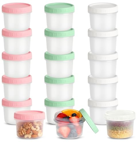 18 Contenitori Ermetici per Alimenti da 200 ml, Contenitori per Freezer | Set impilabile in PP senza BPA con chiusura a vite, adatto a microonde, frigorifero, freezer e lavastoviglie