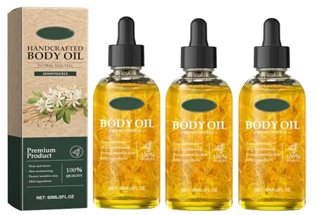 Aceite Corporal Multiusos De Madreselva Hecho A Mano: Hidratante Y Nutritivo For La Piel, El Cabello Las Uñas, Suaviza Reafirma For Un Brillo Juvenil(3PCS)
