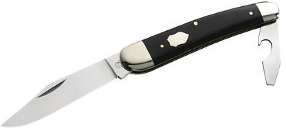 Hartkopf-Taschenmesser, Klinge und Kapselheber, Ebenholz, Stahl 1.4034, Neusilberbacken