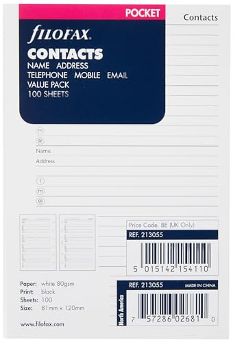 Filofax 213055 Pocket Kontakte Adressbuch, Englisch