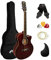 TIGER ACG4-RD Chitarra elettroacustica 4/4 misura intera per principianti con equalizzatore a 3 bande integrato - La confezione include custodia, tracolla e corde di ricambio - Rossa