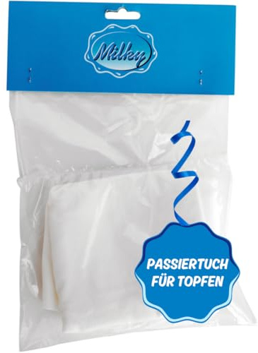 Milky Topfensack 50x90cm - Hochwertiges & nachhaltiges Passiertuch - Premium Safttuch für Fruchtsäfte - Nussmilchbeutel für Quark & Joghurt - Käsetuch zum Käse selber machen