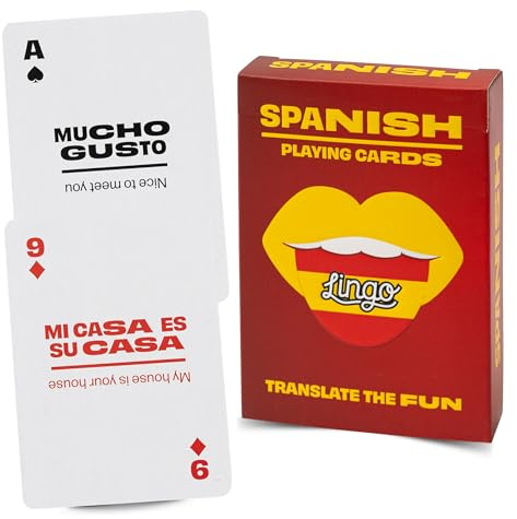 Spanish Lingo Playing Cards | Travel Flashcards | Learn Spanish Vocabulary in A Fun & Easy Way | 52 Essential Translations