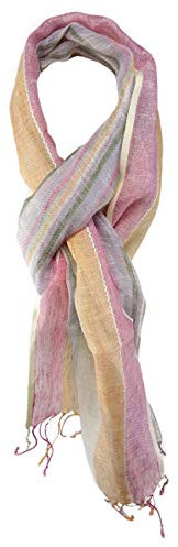 TigerTie Designer Schal in rosa orange beige grün lila blau gestreift - Gr. 180 x 60 cm
