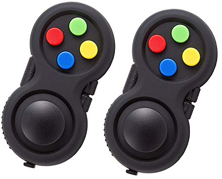 Topways Fidget Pad Controller, Gamepad Zappeln Spielzeug Stressreduzierer Spielzeug Geschenk lindert Stress und Angstspielzeug für ADD ADHS Autismus Kinder und Erwachsene (Schwarz 2St)