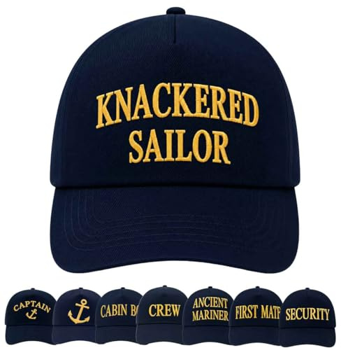 4sold Herren Kinder Kapitänsmütze Weiss Army Military Baseballmütze Security Cap Captain Ancient Mariner Captain Cabin Boy Crew Yachting Inschrift Schriftzug Gold (Drunken Sailor, Erwachsene)