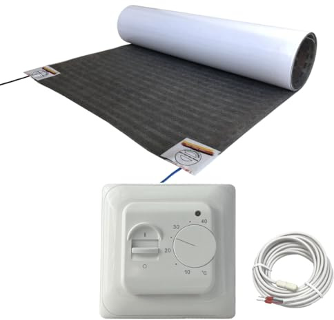 Elektrische Fußbodenheizung HoWaTech Lux Folienheizung für Renovierung Laminat Parkett Vinyl Komplett Set Heizfolie 80 W/m² inkl. Thermostat, Folienlänge & Fläche:3.5m / 1.75m²