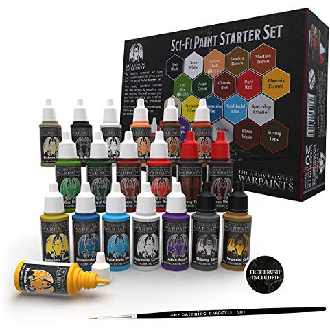 Sci-Fi Miniature Paint Set | Paints for Miniatures | Model Pint Set | 20x Acrylic Paints Set | Model Paints Dropper Bottles | Most Wanted 18ml Miniature Paints | The Army Painter Set with Brush