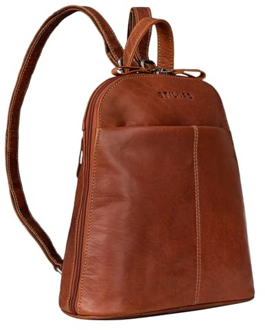 STILORD Olivia City Rucksack Damen Leder Daypack Kleiner Lederrucksack Rucksackhandtasche zum Ausgehen für 9,7 Zoll iPads und 10,1 Zoll Tablets echtes Leder Farbe:Cannes - braun