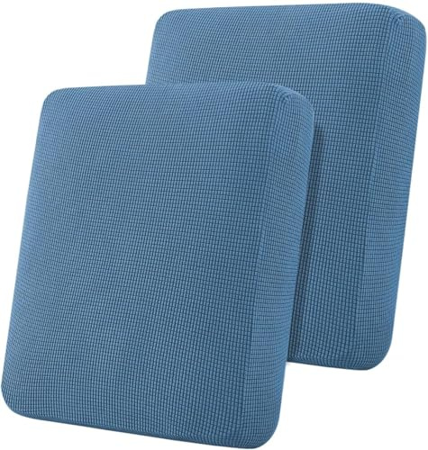 Flamingo P Super Stretch Couch Cushion Covers 2 Piece Set Sofa Seat Slipcovers with Elastic Bottom, Machine Washable Furniture Protector for Pets & Kids (2 Seat Cushion Cover, Dusty Blue)