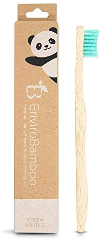 EnviroBamboo Holz-Zahnbürsten, Bambus-Zahnbürsten für Kinder, BPA-frei, Nylon-Borsten, biologisch abbaubar und planetenfreundlich, weiche Borsten (grün)