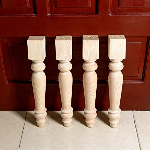 decorluxes Farmhouse Table Legs, Legs for Furniture Set of 4 Unfinished Wood Furniture | Dining Table Legs | Easy to Paint Any Color You Want (Furniture Legs 16 Inch)