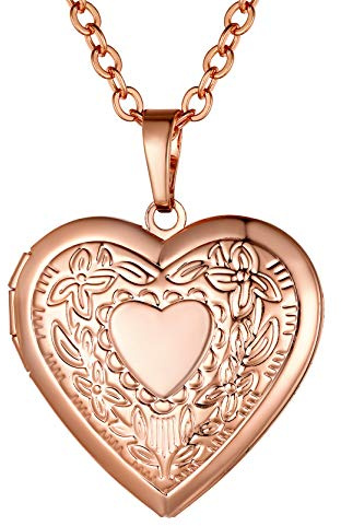 GoldChic JEWELRY Collane con Medaglione da Donna per Foto Collana Cuore Donna Personalizzata Collana Cuore Oro Rosa Regali con Ciondolo Portafoto Regalo per Donna