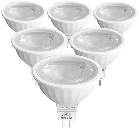 MR16 GU5.3 12V LED Spot Light Bulb Ø50mm Reflector, 6 Watt, 500 Lumens, 50W Halogen Equivalent, 4000K ( Neutral White ), High Color Rending RA≈92, 38°Beam Angle, Pack of 6