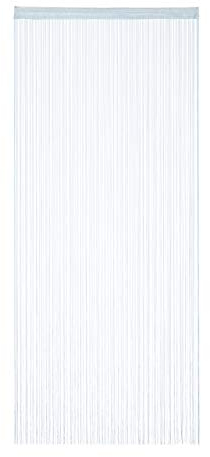 Relaxdays Fadenvorhang, 90x245 cm, mit Tunneldurchzug, kürzbar, für Türen & Fenster, Fadengardine, waschbar, Silber