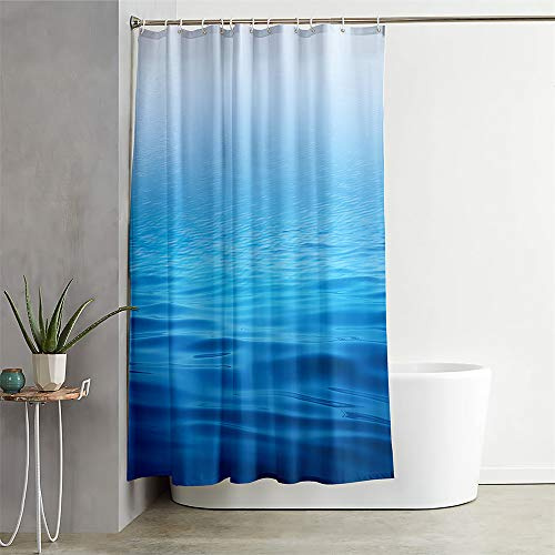 3D Ozean Duschvorhang Wasserdicht, Chickw1 Waschbar Badewanne Vorhang aus Polyester, Bad Vorhang mit 12 Duschvorhangringen, Duschvorhänge für Badezimmer Decor (Blaues Meer,120x180cm)
