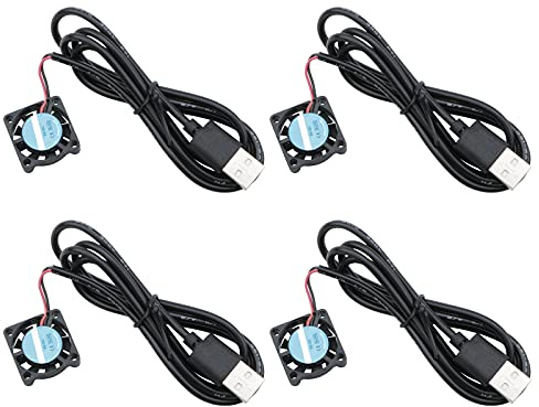 Rowiz Mini 25mm 5V Cooling Fan with USB Interface | 25×25×7mm DC Brushless Fan for PCB/Notebook/Printer, Pack of 4
