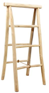 Deko Leiter H 100 cm Teak Holz Leiter Dekoleiter Handtuchhalter Kleiderleiter