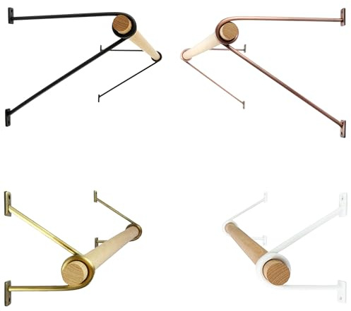 Natural Goods Berlin Wandgarderobe GARD Prenzlberg | Kleiderstangenhalterung für die Wand | 8mm Materialstärke | Garderobenstange | DIY (Antik Gold, T12 x ohne Kleiderstange)