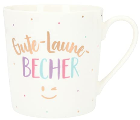 Depesche 5909-054 - Tazza con manico, in porcellana, 300 ml, con scritta Gute-Laune
