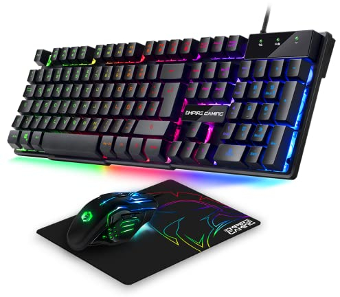 EMPIRE GAMING - Pack 3 in 1 MK800 - Gaming-Tastatur QWERTZ Deutsche RGB 105 Tasten 19 Anti-Ghosting-Tasten -Ergonomische RGB Gamer-Mouse 2400 DPI -Mousepad -PC PS4 PS5 Xbox One/Series Mac