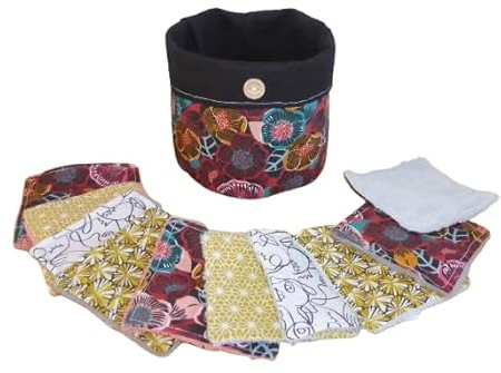 Lot de 10 lingettes démaquillantes lavable bambou et son panier - Handmade - zéro déchet (12)