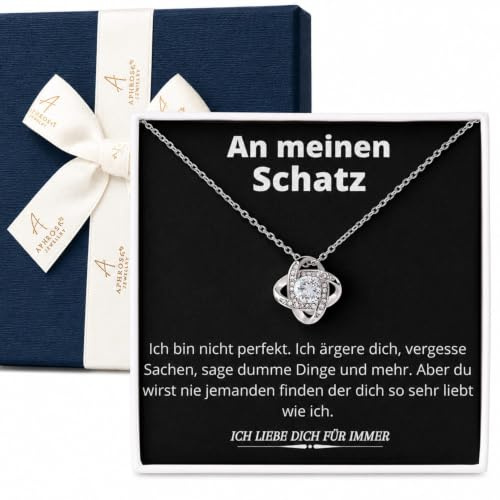An Meinen Schatz Haltzkette Edle Halskette für Damen 14 Karat Weißgold Beschichtet, Muttertag, Jahrestag, Geburtstag Geschenk