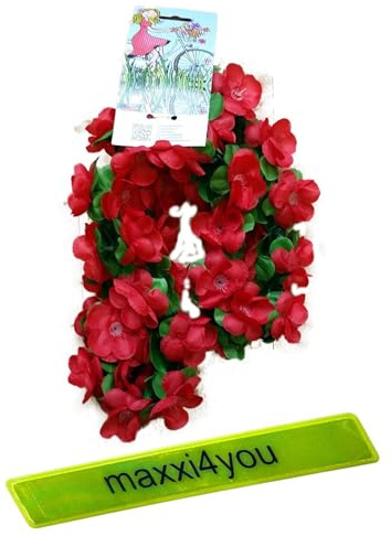 Fahrradgirlande Blumengirlande 120 cm Blume in Rottöne inkl. maxxi4you Reflexband