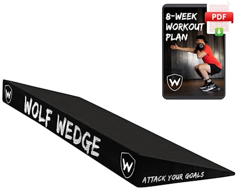 Wolf Strength Squat Wedge Block – Heel Elevated Slant Board for Squats, One-Piece Durable Workout Wedge and Weight Lifting Ramp for Improved Strength, Non-Slip Angled Incline Platform for Mobility