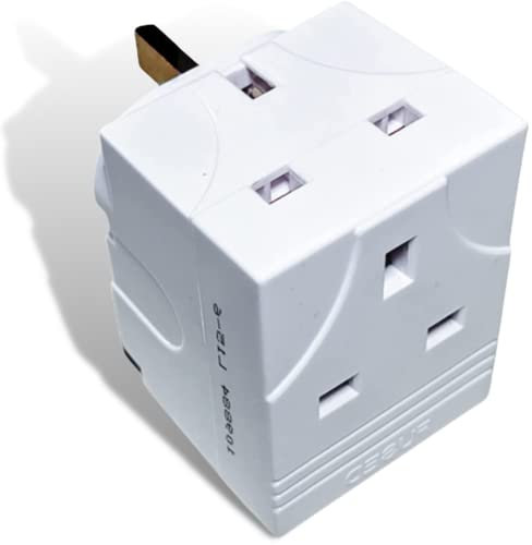 3 Way Triple Plug Adaptor, 13A 250V UK 3 Pin Multi Socket Extension Multiplug Adapter - 3 Pins Socket Splitter Extension UK Plug, Triple Adapter Plug UK for DVD, Computer, Laptop, TV & Accessories