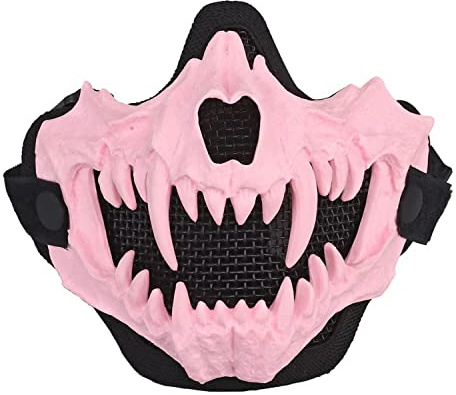 Yzpacc Airsoft Half Face Skull Masks Tactical Face Protection Mesh Mask for Halloween Cosplay Paintball CS Hunting Cosply