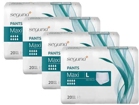 SEGUNA Pants Maxi, Inkontinenz Pants, Windelhosen für Erwachsene, Frauen, Männer, Inkontinenzhosen bei Blasenschwäche (L (Sparpaket 4 x 20 Stück))