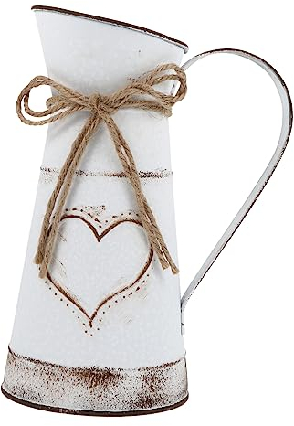 Didiseaon Decorative Metal Iron Flower Vase Heart-Shaped Pot French Style Bucket for Wedding Party Desk and Corridor Use