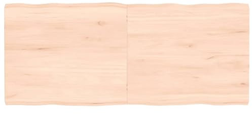 ZEYUAN Tischplatte 140x60x4 cm Massivholz Eiche Unbehandelt Baumkante, Arbeitsplatte, Holzplatte, Schreibtischplatte, Waschtischplatte, Küchenarbeitsplatte